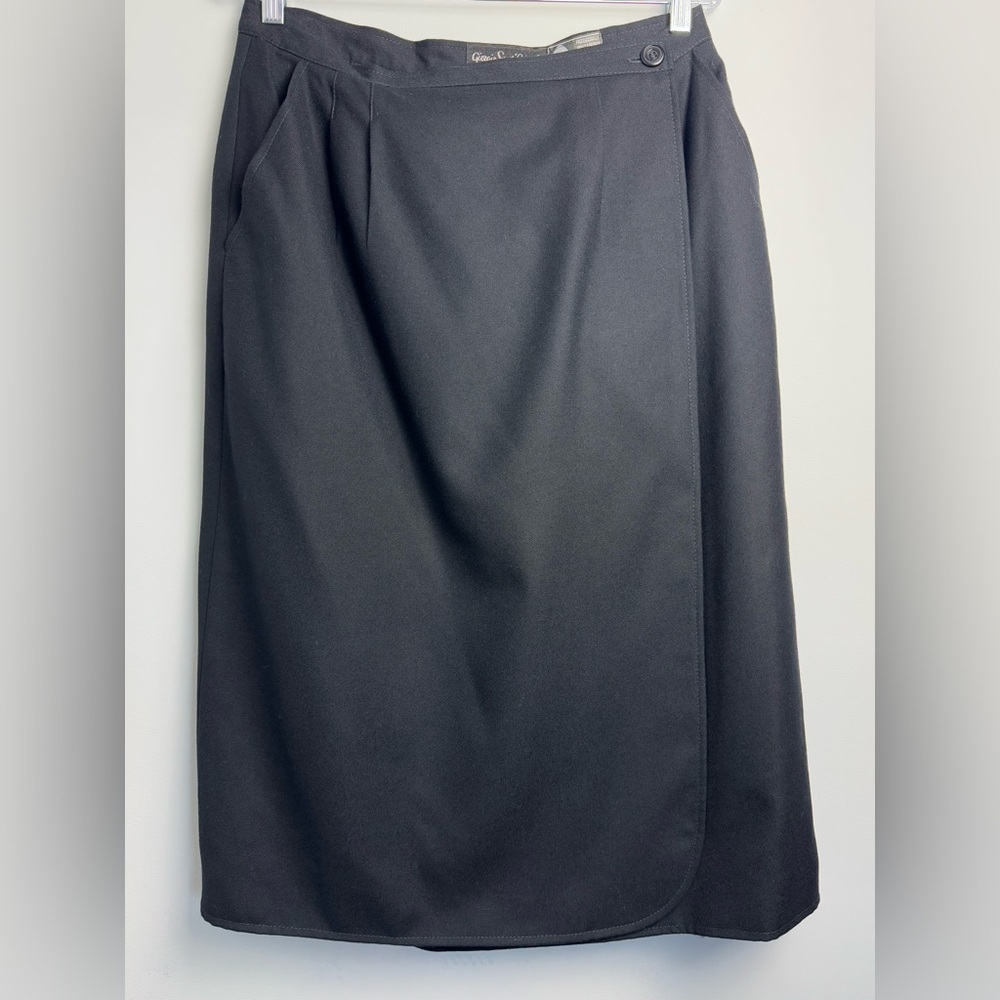 Giorgio Sant' Angelo 100% Pure New Wool Black Wrap Skirt